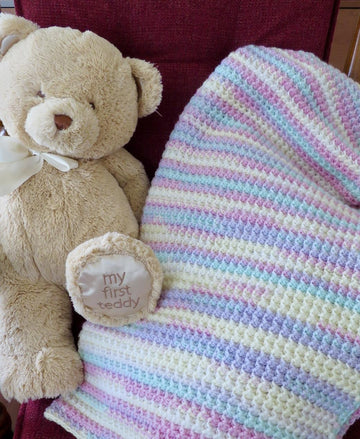 Soft Trinity Stitch Baby Blanket-King Cole DK - Beaches and Cream – Crochet Pattern