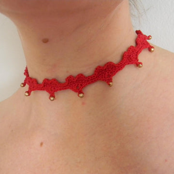 Crochet beaded necklace "Valentine"