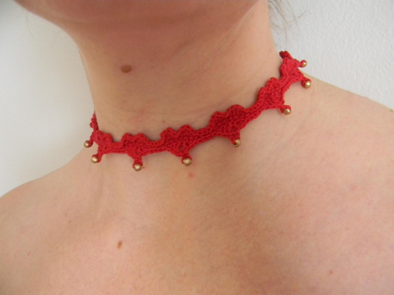 Crochet beaded necklace "Valentine"