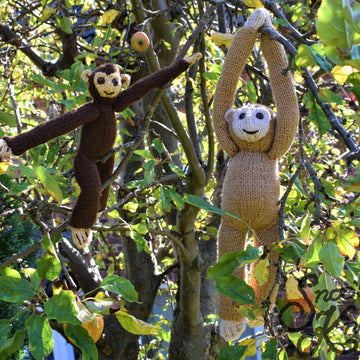 Hanging Monkey Chimpanzee Toy Two Sizes Knitting Pattern Snoo's Knits – Pattern Only