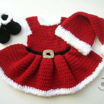 Mrs Santa Hat, Dress and Booties Outfit