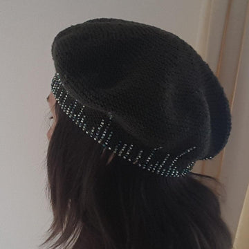 Icicles beaded beret and mitts
