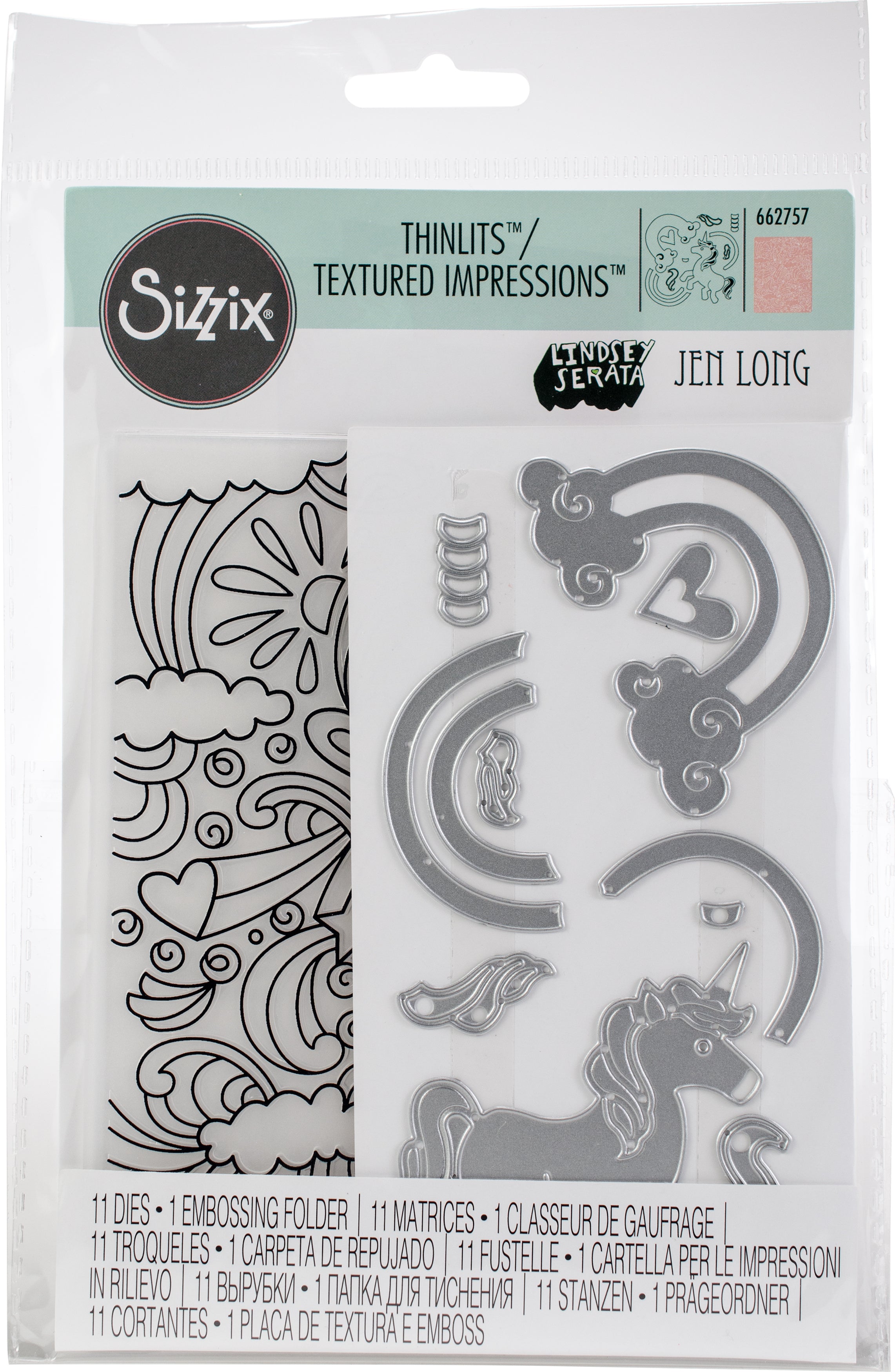 Sizzix Thinlits W/Textured Impressions By Lindsey & Jen - Unicorn & Rainbows