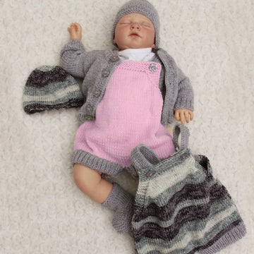 Baby Romper, Cardigan, Hat & Booties Knitting Pattern #602