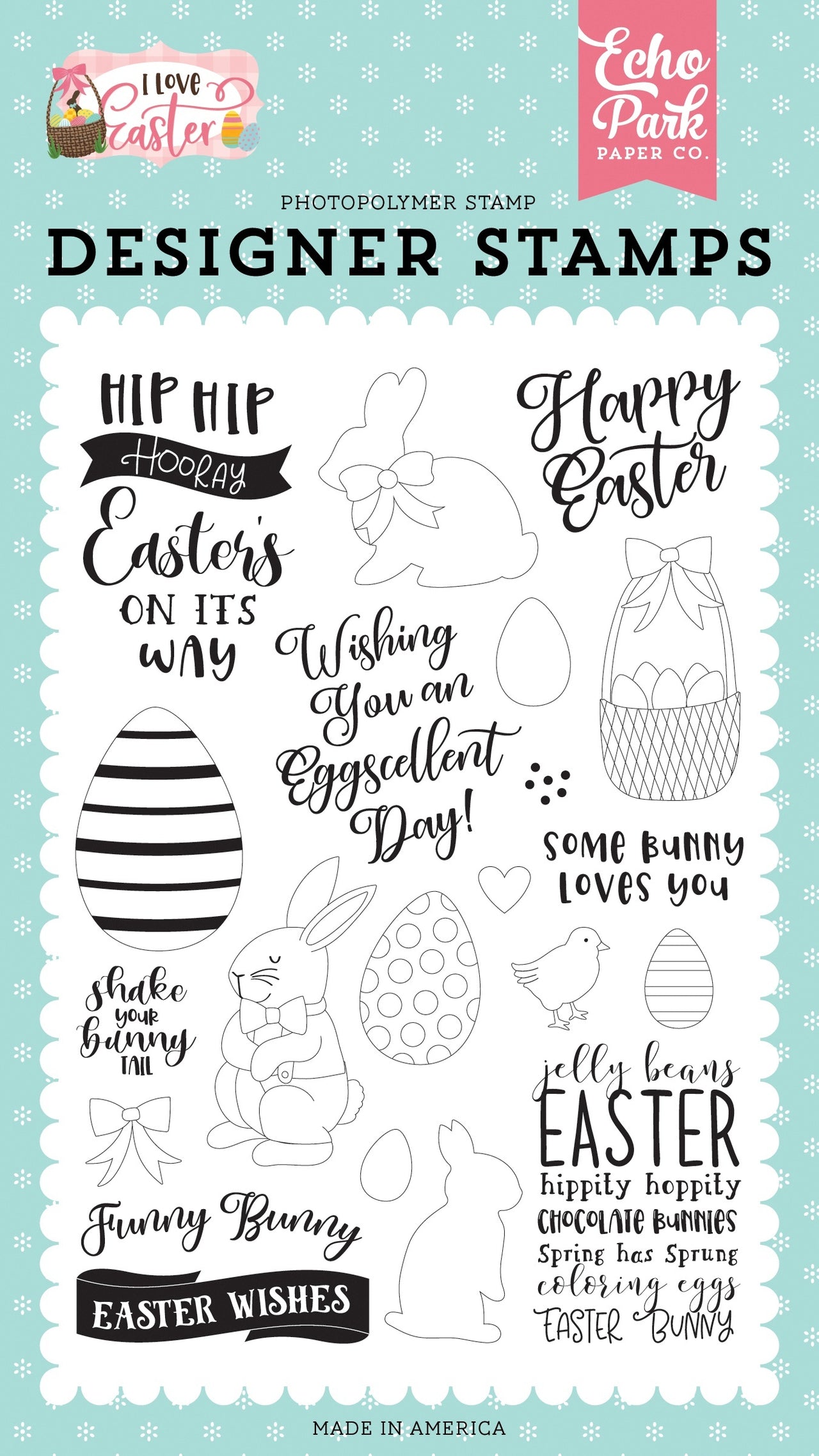Echo Park Paper Echo Park Stamps - Funny Bunny, I Love Easter
