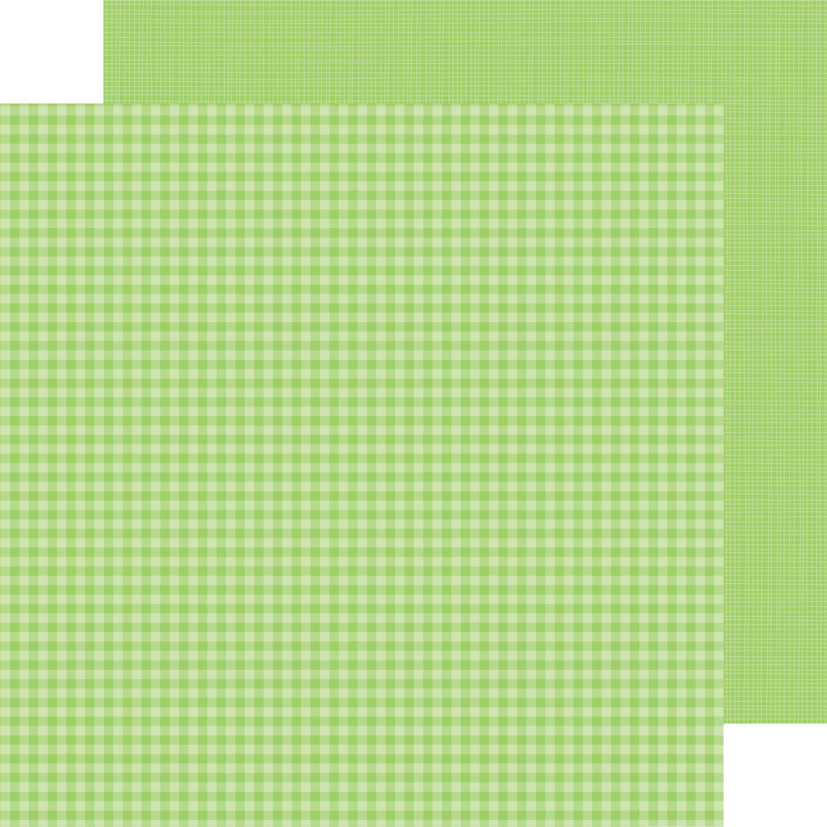 Doodlebug Petite Prints Gingham/Linen Cardstock 12"X12" 25/Pkg - Limeade