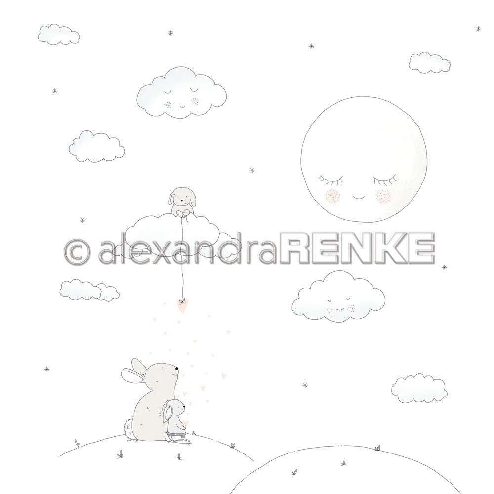 Alexandra Renke Baby In Clouds Design Paper 12"X12" 25/Pkg - Baby Rabbits On A Hill
