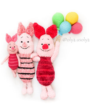 Piglet + balloons pattern (PDF + 5 videos)  Winnie the Pooh