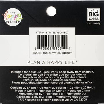 Happy Planner Tiny Sticker Pad - Black & White, 37/Pkg