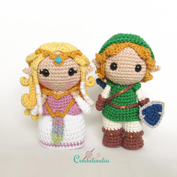 Zelda and Link amigurumi dolls - crochet patterns by Crochelandia