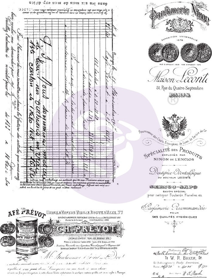 Prima Marketing Finnabair Cling Stamps 6"X7.5" - Old Paper Work