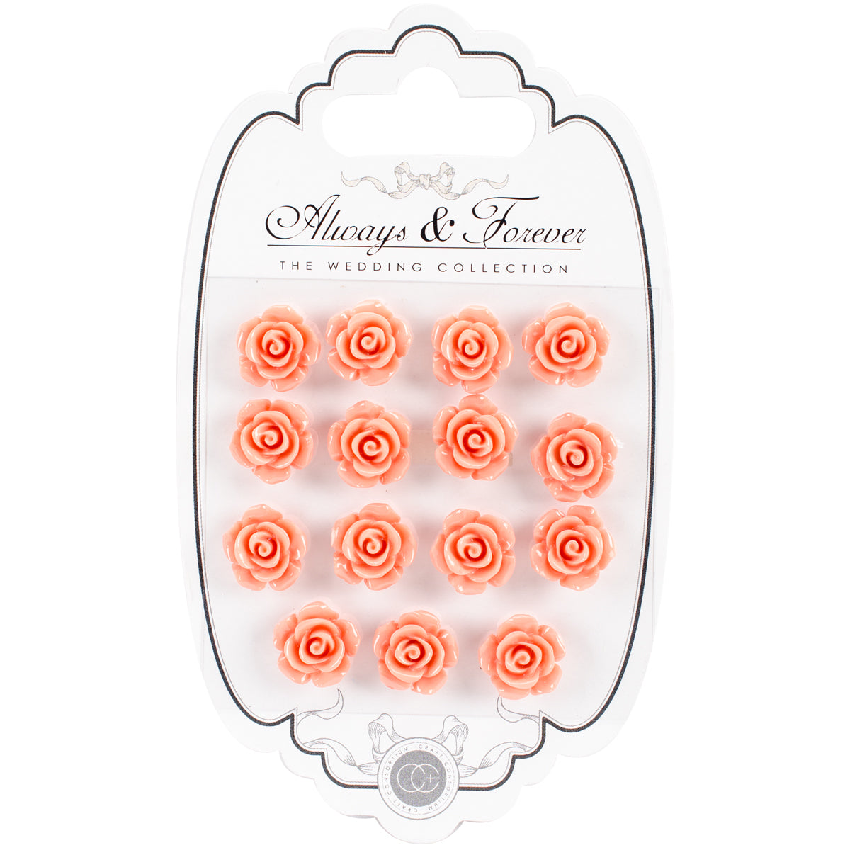 Craft Consortium Always & Forever Resin Flowers 15/Pkg - Peach