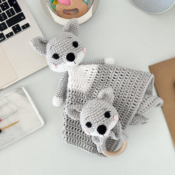 Wolf Baby Lovey Blanket & Rattle Crochet Pattern PDF – Cute Stuffed Toy Tutorial