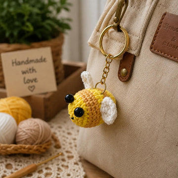 Crochet Bee Keychain – PDF Pattern + Video Tutorial
