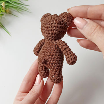 Crochet teddy bear, amigurumi bear keychain
