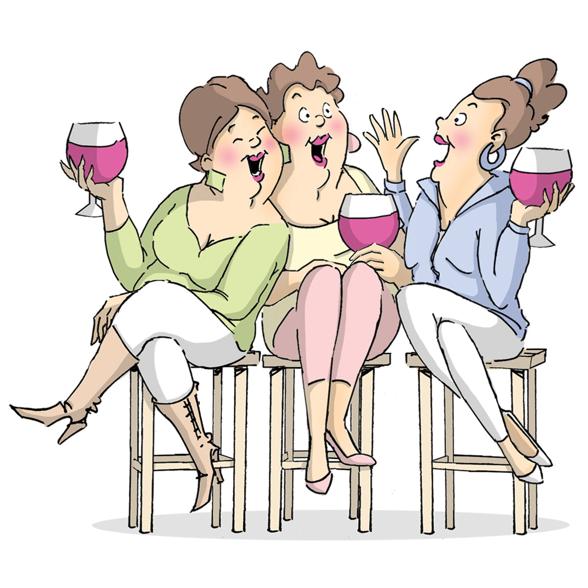 Art Impressions Girlfriends Cling Rubber Stamps - Wine Tasters
