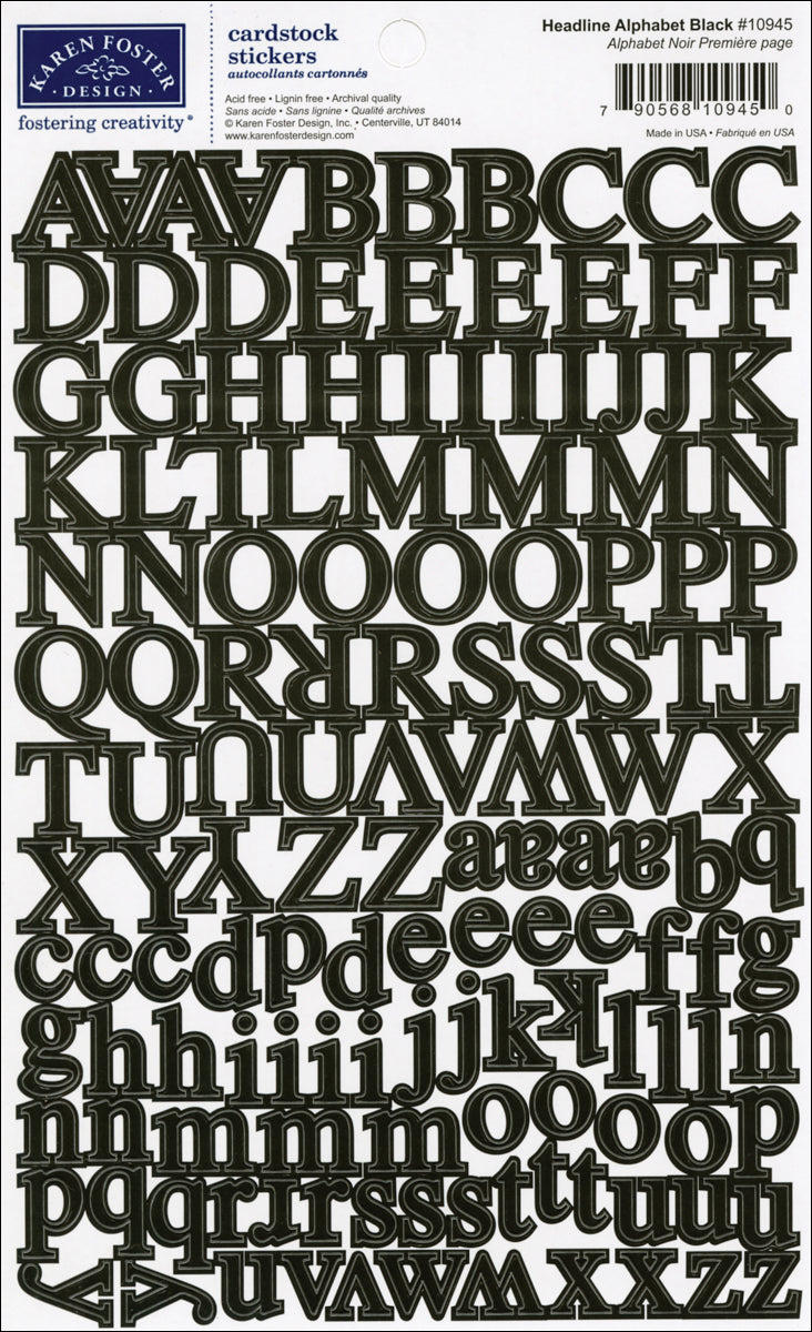 Karen Foster Alphabet Cardstock Stickers - Headline - Black