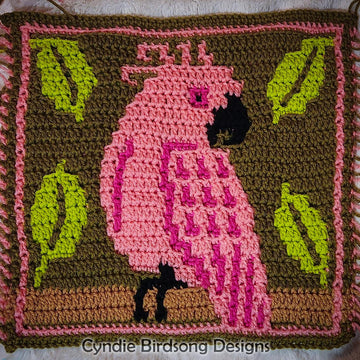 Tropical Cockatoo - mosaic crochet square