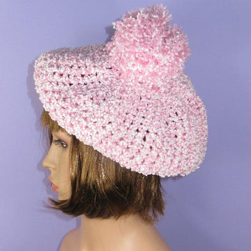 Garter Stitch Cuff Chunky Lace Bobble Tam Hat