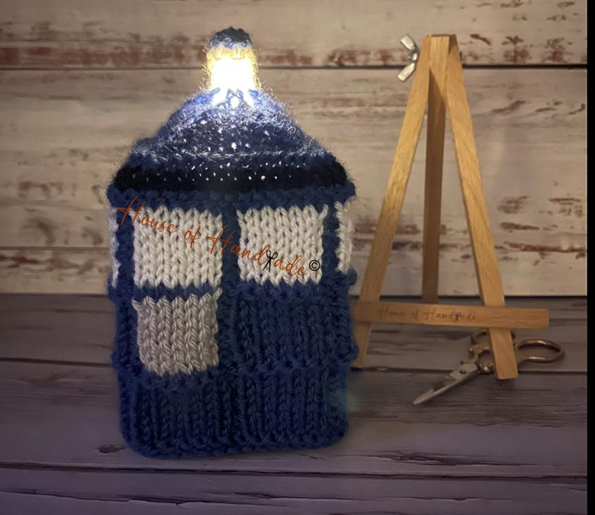 Police Box Chocolate Orange Box Cover Knitting Pattern