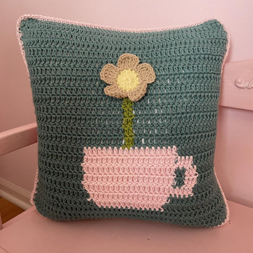 Flower in a Teacup Pillow