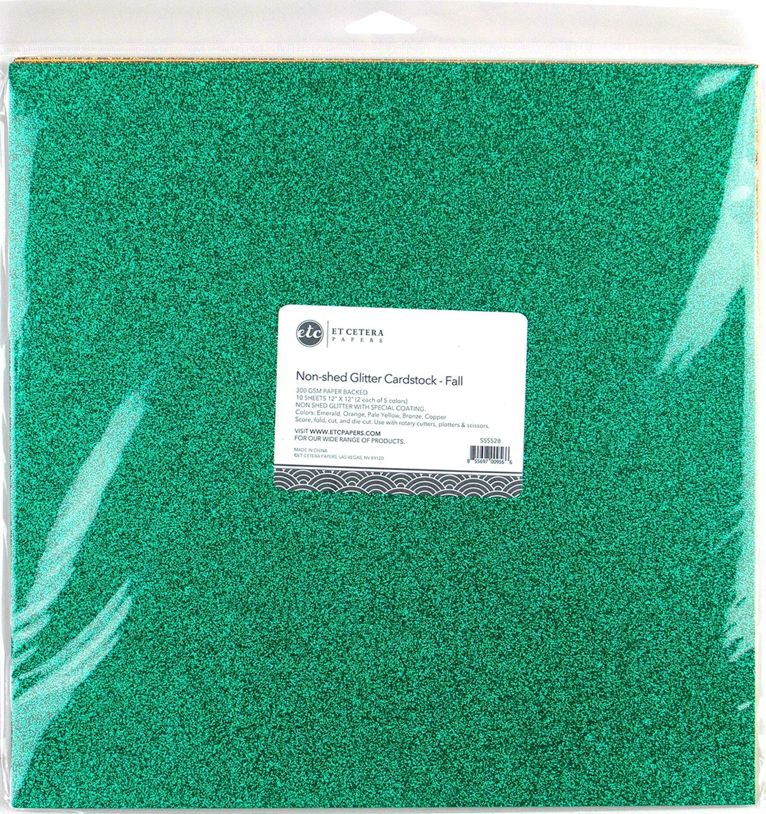 Arc Crafts ETC Papers Non-Shed Glitter Cardstock 12"X12" 10/Pkg - Fall