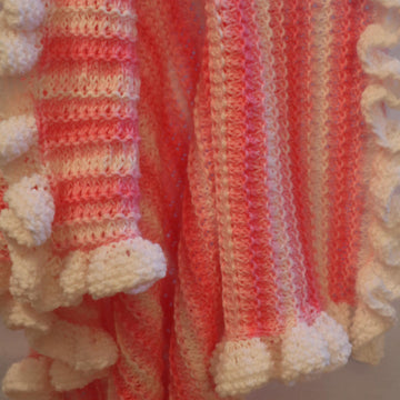 Strawberry Vanilla Baby Blanket with Ruffle.