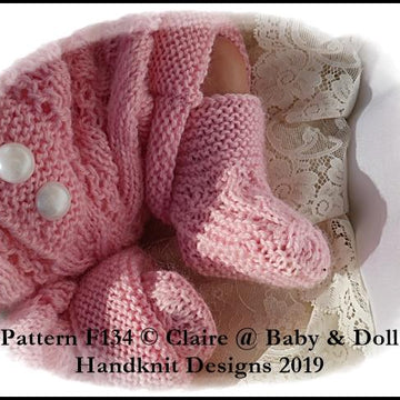 Cabled All in One and Socks Set for 16-22” doll/preemie – 3m+ baby
