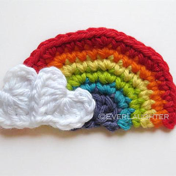 Rainbow with Heart Clouds Applique