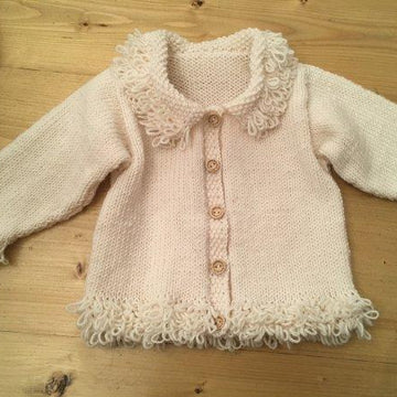 Baby Cardigan with loopy trim