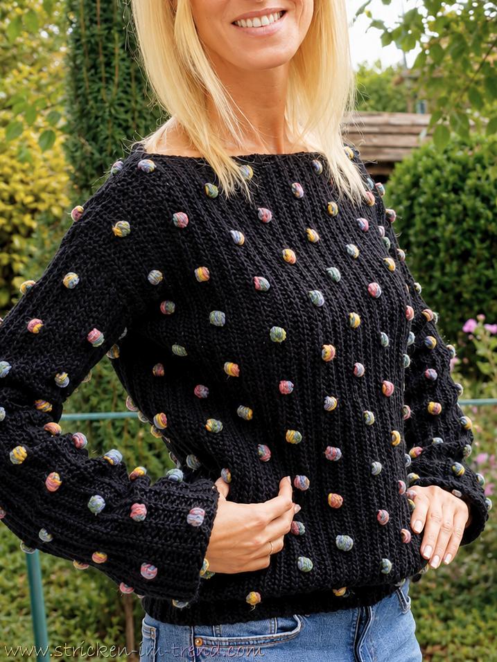 Crochet Pattern Sweater ConFetti #1 | Sideways Bobble Sweater + Video Guide PDF