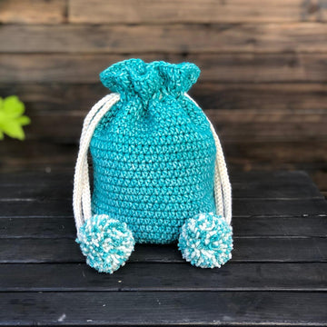 Drawstring Pom Pom Bag