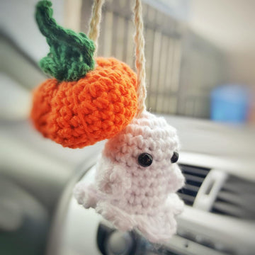Ghost Pumpkin Car Mirror Hanger