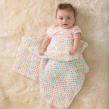 Sherbet Granny Baby Throw in Lion Brand Ice Cream - L50153 - Downloadable PDF