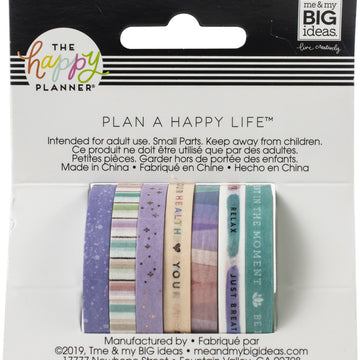 Happy Planner Skinny Washi Tape 7/Pkg - Wellness