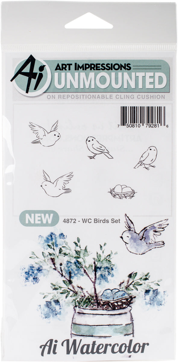 Art Impressions Watercolor Cling Rubber Stamps - Birds