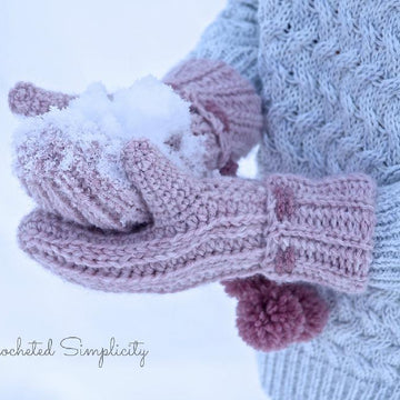 "Winter Poms" Reverisble Mittens