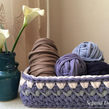 Zpaghetti (t-shirt) yarn rectangular basket