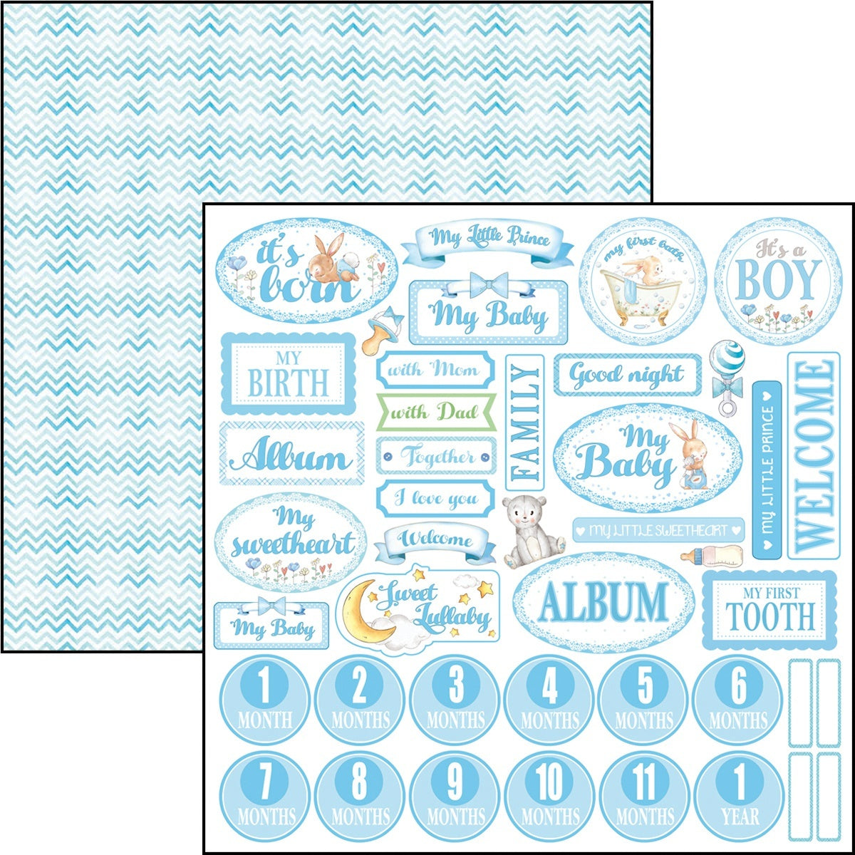 Ciao Bella Double-Sided Cardstock 90lb 12"X12" 12/Pkg - English Heart, Ninna Nanna Boy