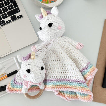 Unicorn Baby Lovey Blanket & Rattle Crochet Pattern PDF – Cute Stuffed Toy Tutorial