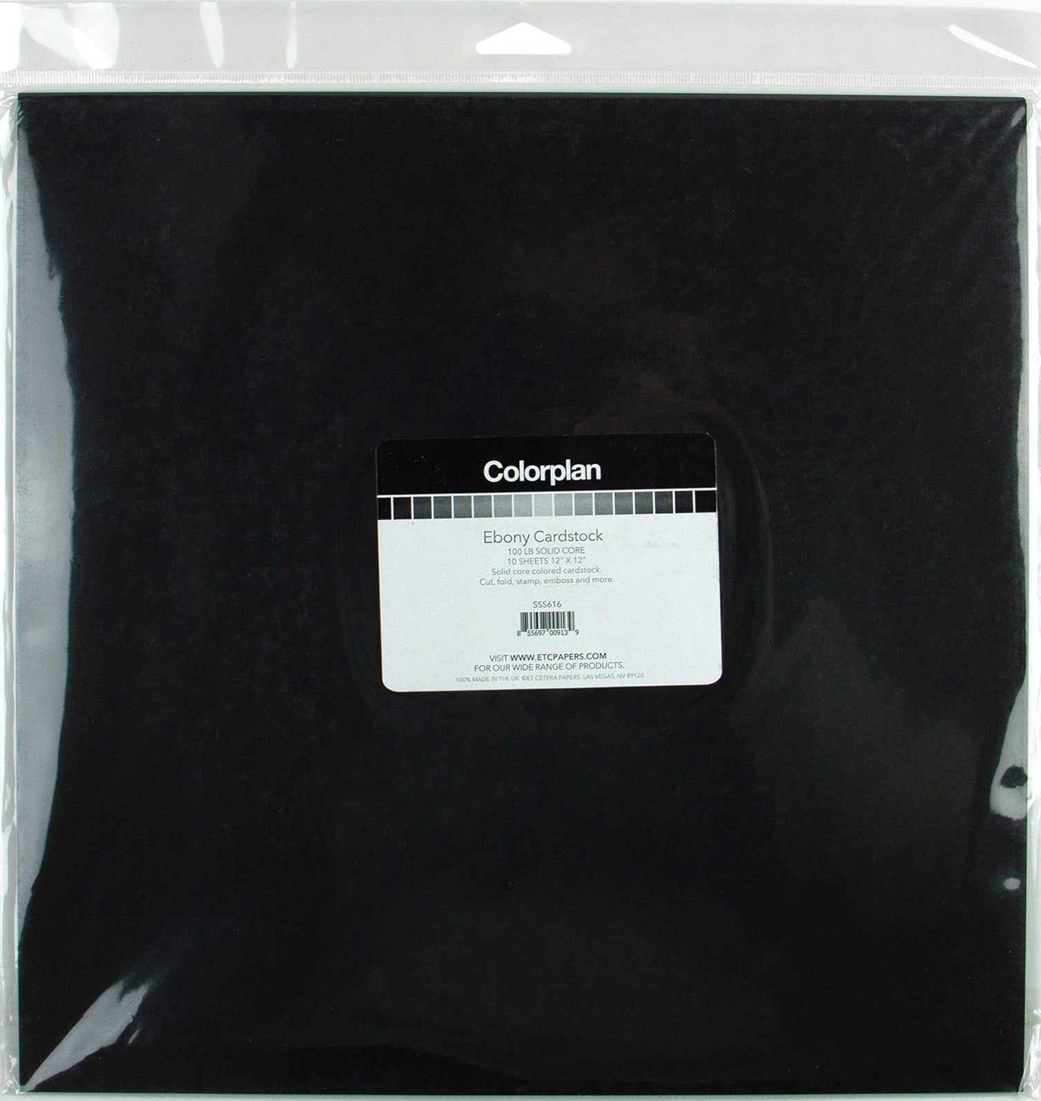 Arc Crafts ColorPlan 100lb Cover Solid Cardstock 12"X12" 10/Pkg - Ebony