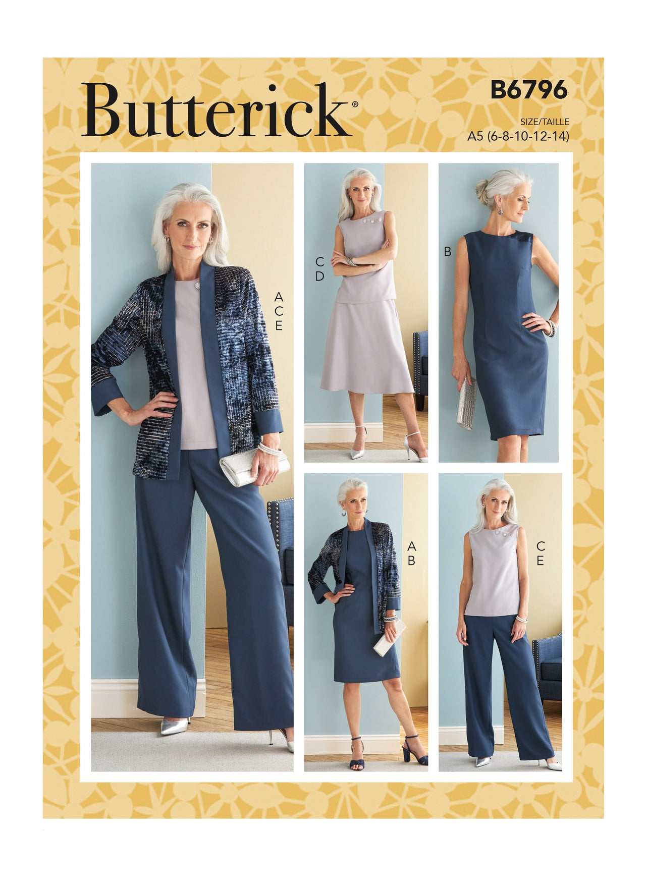 Butterick Misses' Jacket, Dress, Top, Skirt & Pants B6796 - Sewing Pattern
