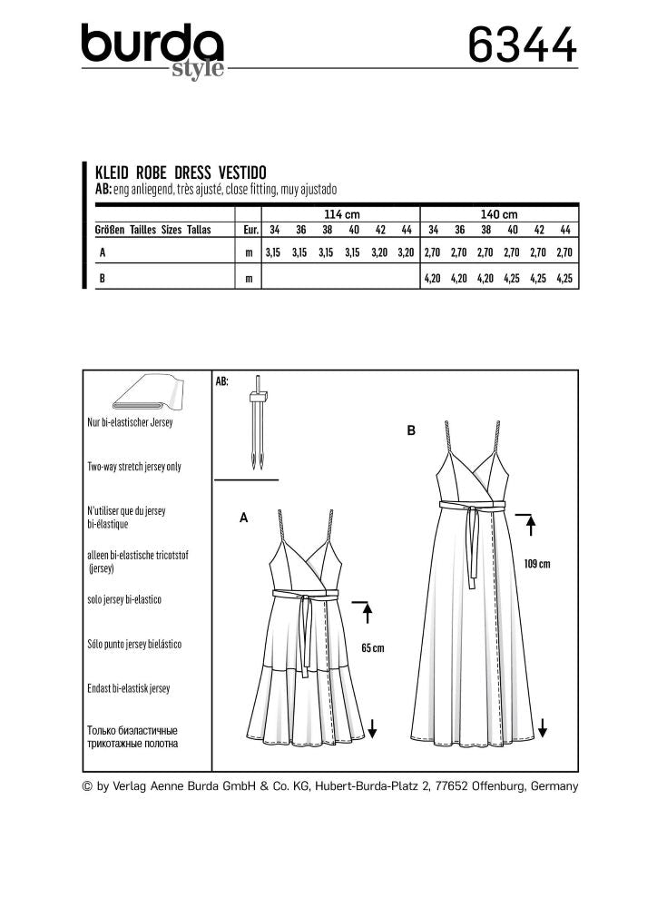 Burda Style Misses' Wrap Dress B6344 - Paper Pattern, Size 8-18