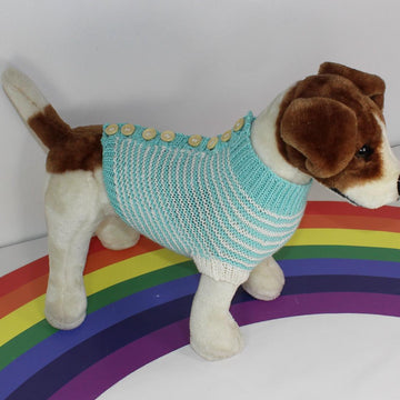 Aran Stripe Back Button Up Garter Stitch Dog Coat