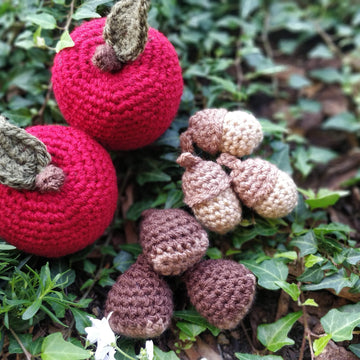 Fall Autumn amigurumi crochet Pumpkin Acorn Chestnut Leaves Maple Leaf Mushroom Pinecone Mouse Hedgehog Squirrel Garland bunting