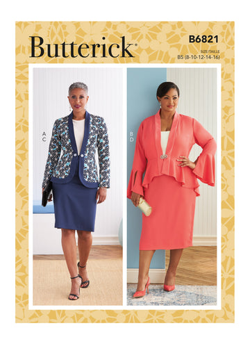 Butterick Misses' & Women's Jacket & Skirt B6821 - Sewing Pattern