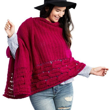 Interwoven Cabled Chic Shawl in Red Heart Chic Sheep - LW5904 - Downloadable PDF