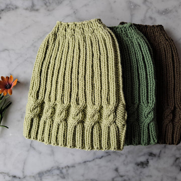 Simple Cable Messy Bun Hat