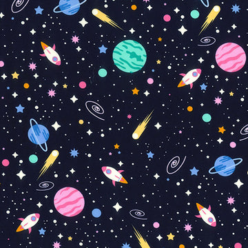 Rose & Hubble Cotton Poplin Printed - Space Navy