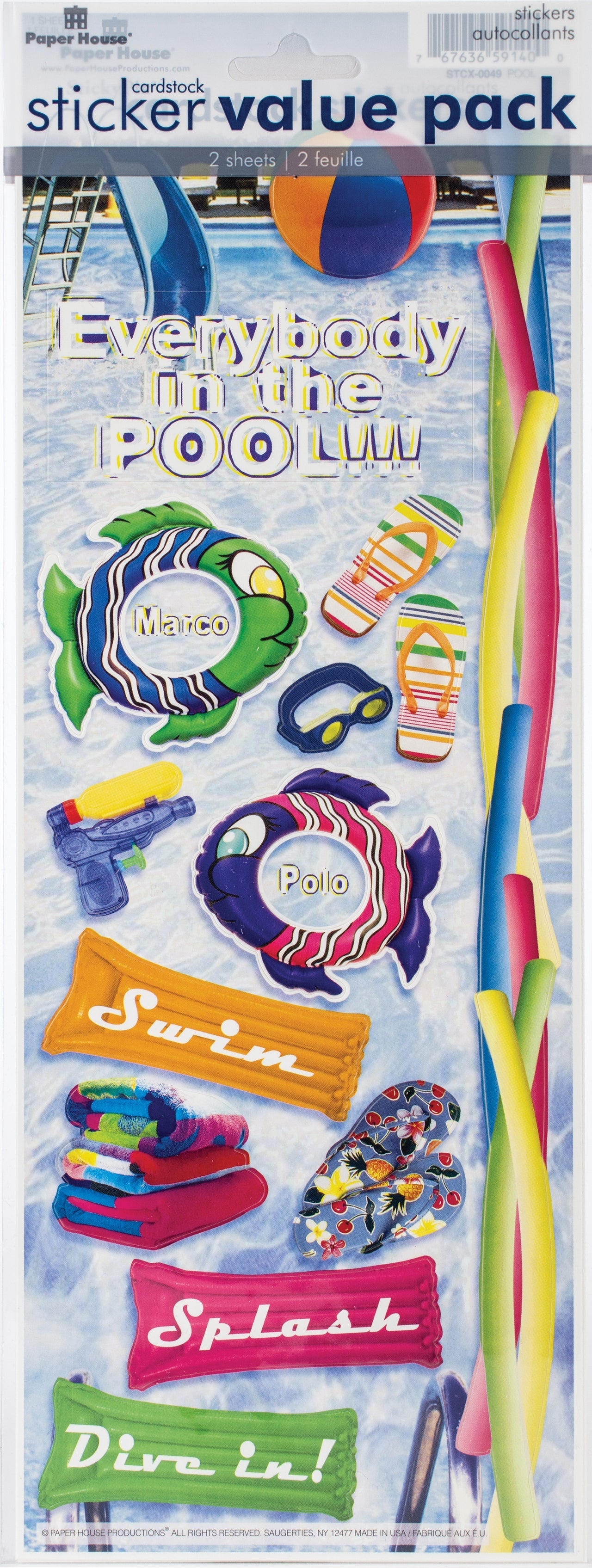 Paper House Cardstock Sticker 2/Pkg - Pools & Swimming